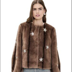 Cinq a Sept faux fur jacket with stars